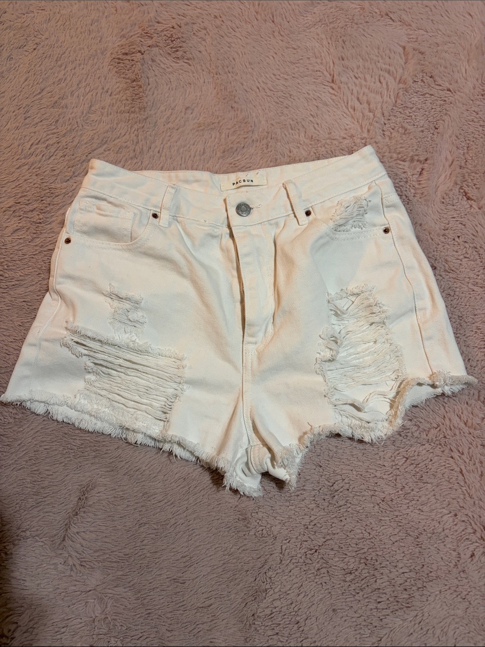 PacSun White Distressed Denim Cutoff Shorts